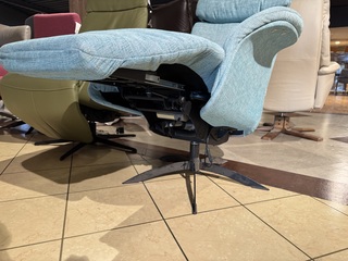 Relaxfauteuil, blauw stof, elektrisch verstelbaar